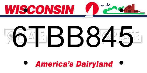 6TBB845 Wisconsin License Plate