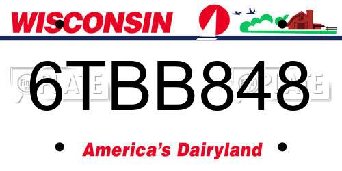 6TBB848 Wisconsin License Plate