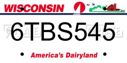 6TBS545 Wisconsin License Plate