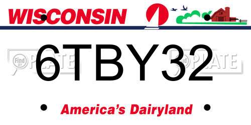 6TBY32 Wisconsin License Plate