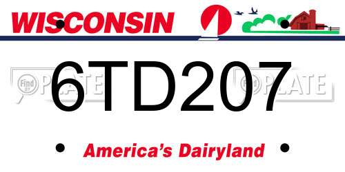 6TD207 Wisconsin License Plate