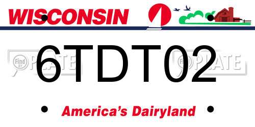 6TDT02 Wisconsin License Plate