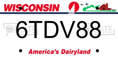 6TDV88 Wisconsin License Plate