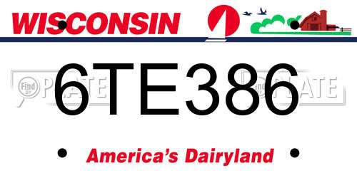 6TE386 Wisconsin License Plate