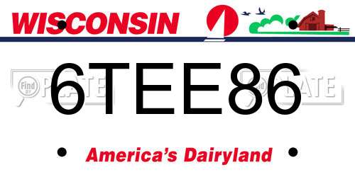 6TEE86 Wisconsin License Plate