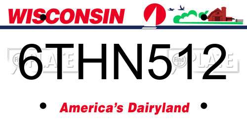 6THN512 Wisconsin License Plate