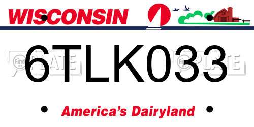 6TLK033 Wisconsin License Plate