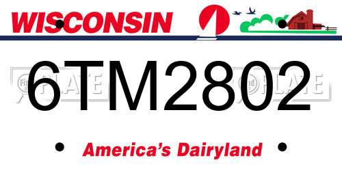 6TM2802 Wisconsin License Plate