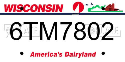 6TM7802 Wisconsin License Plate