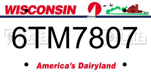 6TM7807 Wisconsin License Plate