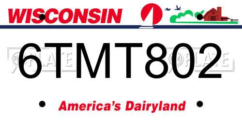 6TMT802 Wisconsin License Plate