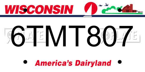 6TMT807 Wisconsin License Plate