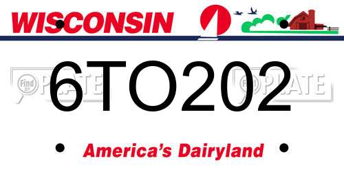 6TO202 Wisconsin License Plate