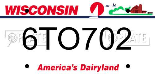 6TO702 Wisconsin License Plate