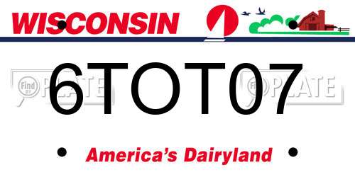 6TOT07 Wisconsin License Plate