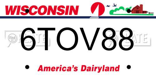 6TOV88 Wisconsin License Plate
