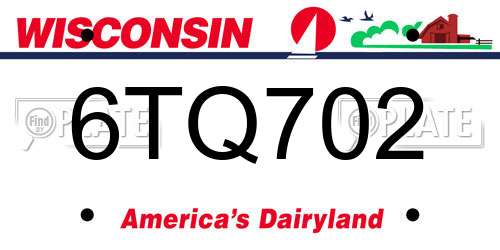 6TQ702 Wisconsin License Plate