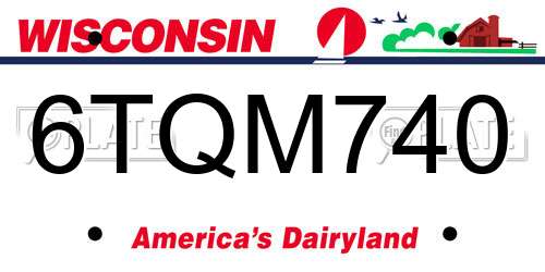 6TQM740 Wisconsin License Plate