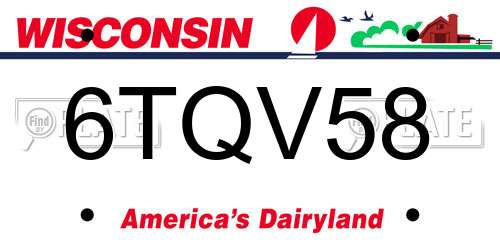 6TQV58 Wisconsin License Plate