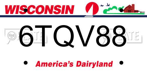 6TQV88 Wisconsin License Plate