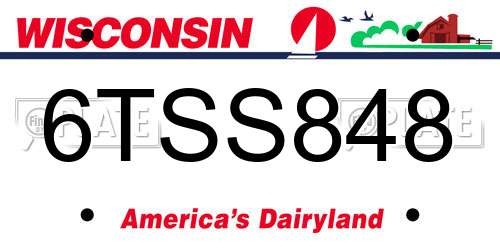 6TSS848 Wisconsin License Plate