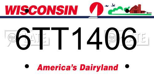 6TT1406 Wisconsin License Plate