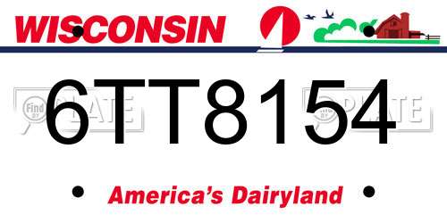 6TT8154 Wisconsin License Plate