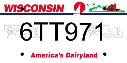 6TT971 Wisconsin License Plate