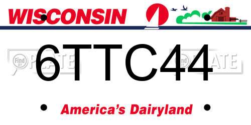 6TTC44 Wisconsin License Plate
