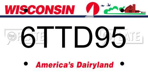 6TTD95 Wisconsin License Plate