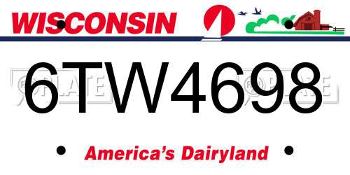 6TW4698 Wisconsin License Plate
