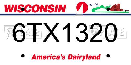 6TX1320 Wisconsin License Plate