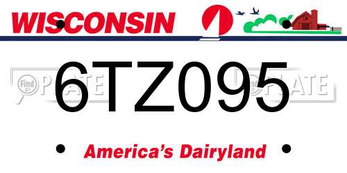 6TZ095 Wisconsin License Plate