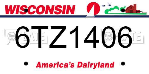 6TZ1406 Wisconsin License Plate
