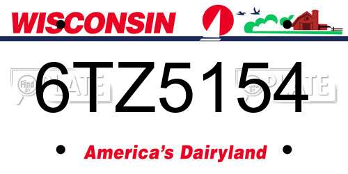 6TZ5154 Wisconsin License Plate