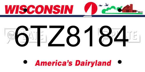 6TZ8184 Wisconsin License Plate