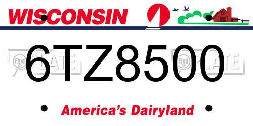 6TZ8500 Wisconsin License Plate