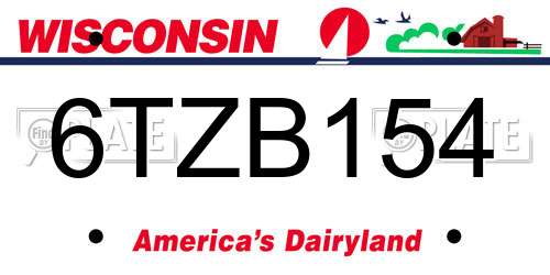 6TZB154 Wisconsin License Plate