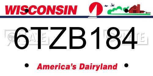 6TZB184 Wisconsin License Plate