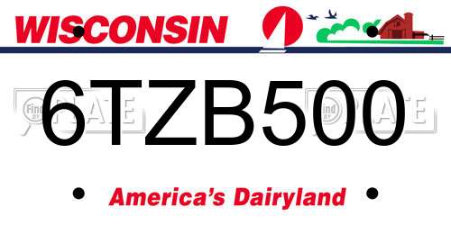 6TZB500 Wisconsin License Plate