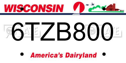 6TZB800 Wisconsin License Plate