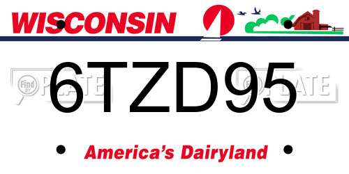 6TZD95 Wisconsin License Plate