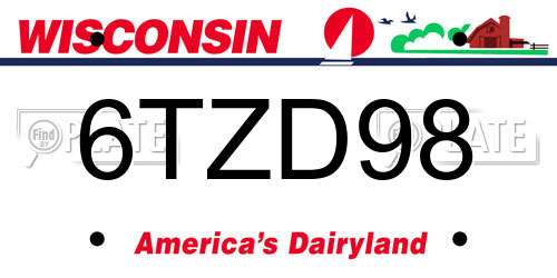 6TZD98 Wisconsin License Plate