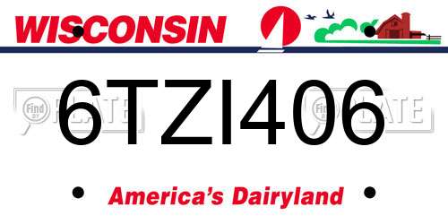 6TZI406 Wisconsin License Plate