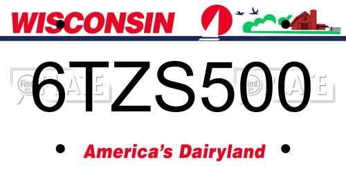 6TZS500 Wisconsin License Plate