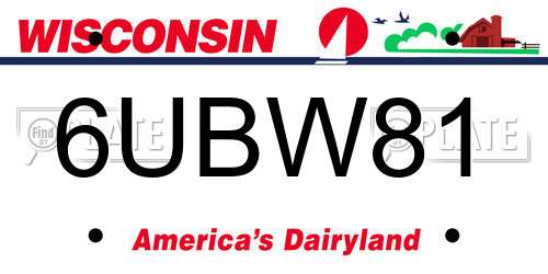 6UBW81 Wisconsin License Plate