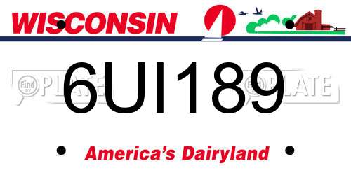 6UI189 Wisconsin License Plate