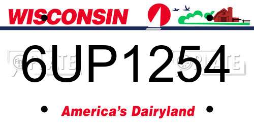 6UP1254 Wisconsin License Plate