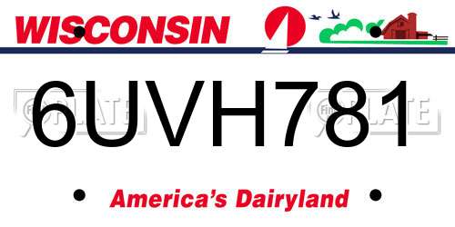 6UVH781 Wisconsin License Plate