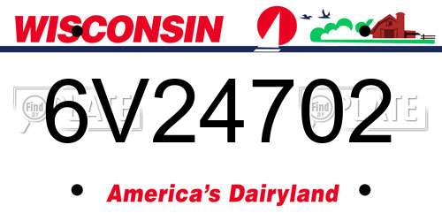 6V24702 Wisconsin License Plate